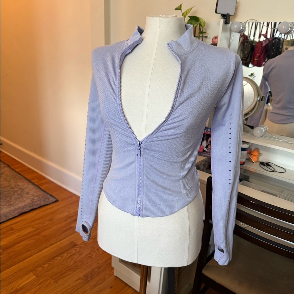 Lavender Zip-Up Long Sleeve Top